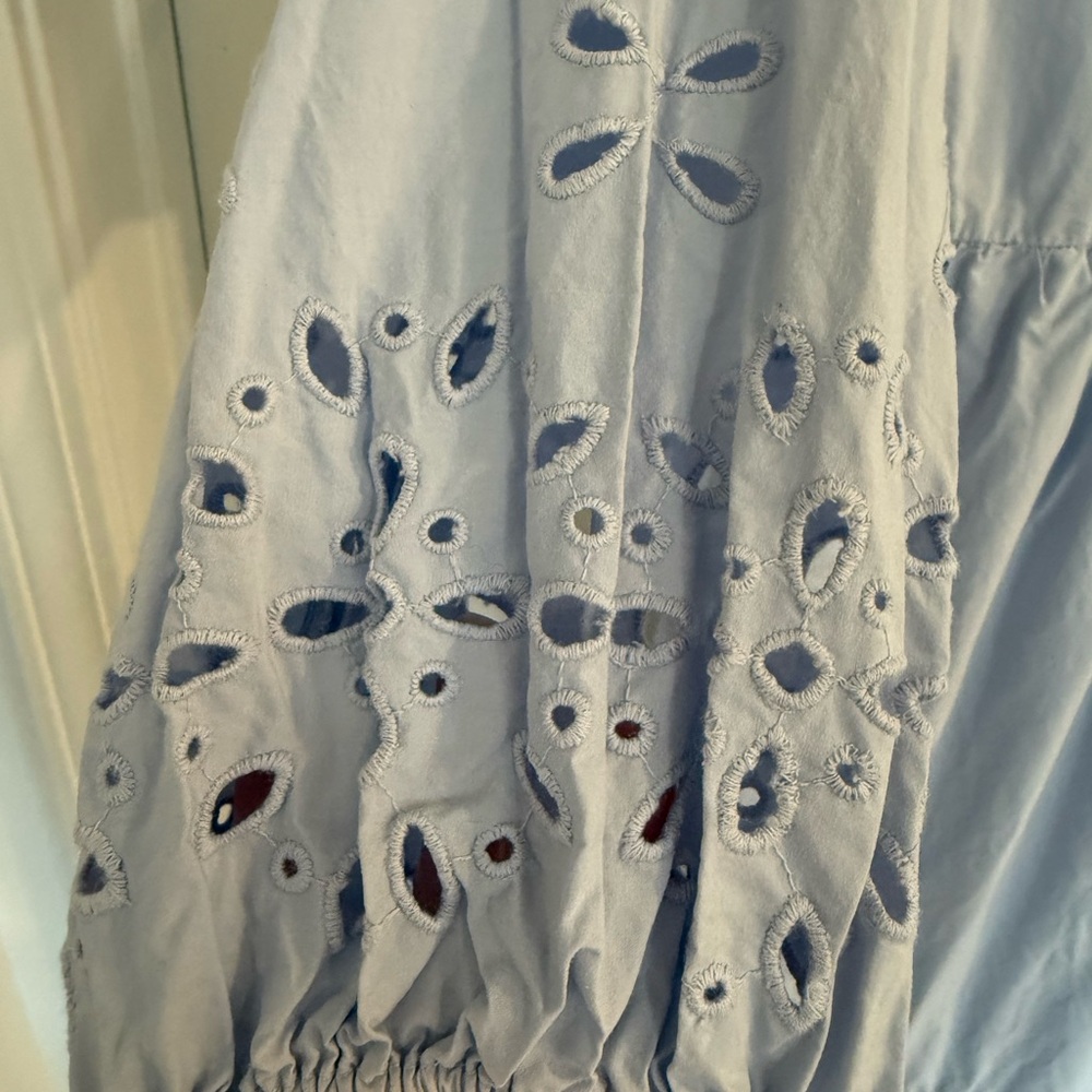 Maeve Bettina Tiered Shirt Dress-Light Blue Eyelet - Picture 12 of 15